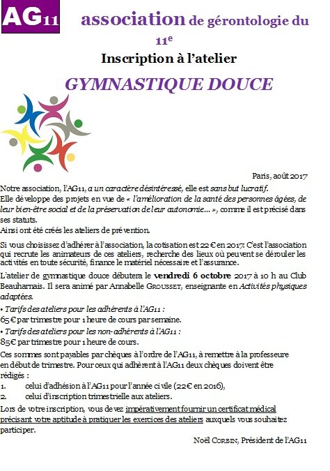 Rentrée gymnastique douce 2017-2018